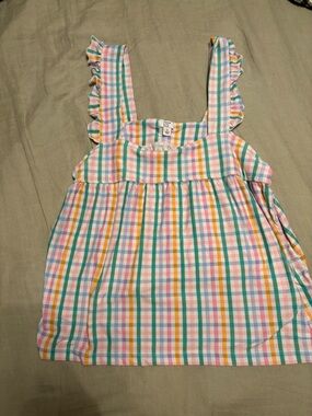 crown & ivy Pastel Multi-Color Gingham Ruffle Strap Top